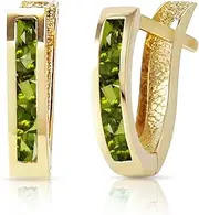 [Galaxy Gold GG] 1 Carat 14k Solid Gold Oval Huggie Earrings with Natural Peridots