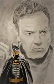 BAT*MAN89 Michael Keaton Original Comic Book Art PORTRAIT DRAWING CLEAN* DC* PRO