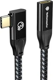 USB C Extension Cable Right Angle[20Gbps, 100W], Yottamaster USB C Exender Lead PD 100W 4K@60Hz Braided Extender Compatible with MacBook, Hub, Phones [1m/3.3Ft]