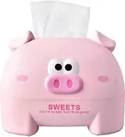 Piggy tissue box (pink), tissue storage box, tissue holder box, plastic tissue box, napkin dispenser, tissue holder, cute tissue box