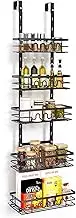 Over The Door Pantry Organizer Storage, Adjustable Pantry Door organizer, 5-Tier Behind The Door Storage Shelf, Hanging & Wall Mount Spice Rack for Kitchen, Closet, Bathroom, Door