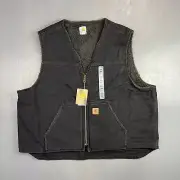 VTG Carhartt V26 BLK Washed Duck Sherpa Lined Vest Men’s 3XL -- NOS