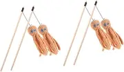 Ipetboom 2sets Interactive Cat Toy Bundle Assorted Cat Wands Toys for Indoor 2pcs*2
