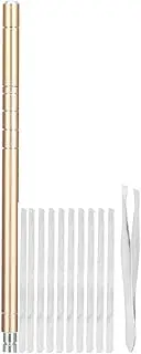 Lwuey Hair Engraving Pen, Stainless Steel Beard Shaving Trimmer Hairs Tattoo Razor Pen Professional Eyebrows Mustache Shaver Styling Tool for DIY Facial Modeling Care 10 Replacement Blades(Sliver)