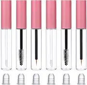 Empty Mascara Tube, 6 Pcs 10ml Clear Empty Lip Gloss Tubes With Wand, Eyeliner Tube Travel Size Portable Refillable Eyelash Cream Container Bottle with Leak Stoppers DIY Cosmetics Making Kit (Pink),