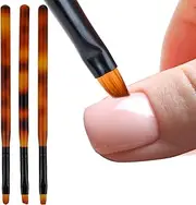 cobee Nail Art Clean Up Brushes, 3 Pcs Nail Polish Remover Brushes (Round, Angled, Flat) - Nylon Bristles, Acrylic Handle, Yellow-Brown
