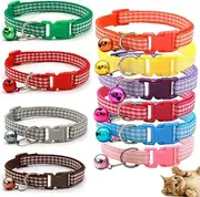 10 Pcs Breakaway Cat Collar, Breakaway Cat Collars with Bells, Quick Release Cat Collar Colorful Kitten Collars Safety Buckle with Bell, Ideal for Girl Cats Male Cats Kittens Puppies(Mixed Colors)