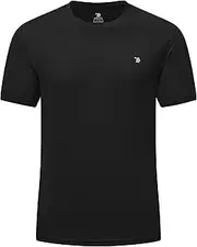 [Rdruko] Mens UV Swim Top Short Sleeve Rash Guard Shirts UPF 50+ Quick Dry Running Outdoor Sport Gym Tops, Black, S