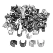 80Pcs Zipper Slider Retainers - #8 U Shape Top Stoppers Replacing, Black Silver