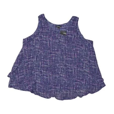 NEW Lane Bryant Purple Blouse Plus Size 22 Crew Neck Geometric Sleeveless