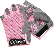 [Mawjom] Kids Half Finger Cycling Gloves Non-Slip Adjustable Outdoor Sports Gloves for Girls Boys 3-8 Years Old
