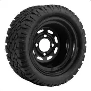 10″ Black Steel Golf Cart Wheels & 18×9-10 WANDA DOT All Terrain Tires Set of 4