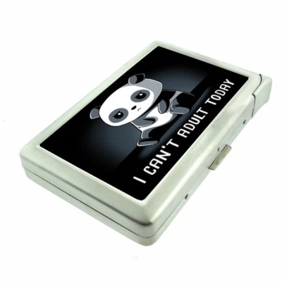 Panda Adult Em1 Cigarette Case with Built in Lighter Metal Wallet