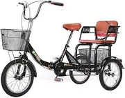 DEFGHIJ Trike Bike Bicycle with Shopping Basket Three Wheel Bike Adjustable Backrest Seat Adult Tricycle for Recreation Shopping Men's Women's Bike