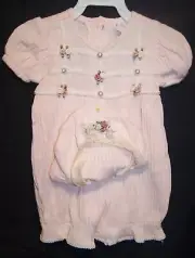 Pink Romper with Hat for Doll and/or Child size 6 months #015