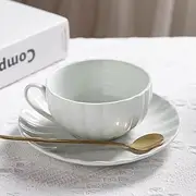 [Hbluefat] Ceramic Coffee Mug Set with Gift Box, Creative Cute Cup with Pumpkin Coaster for Office and Home, Dishwasher and Microwave Safe, 7oz/220ml for Tea Latte Milk ，Breakfast Cup，Cup Set (Teal)