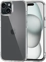 T Tersely Crystal Clear Case Cover for iPhone 15 (6.1-Inch), Hard Back Slim Shockproof Bumper Anti-Scratch, Suitable for Wireless Charging