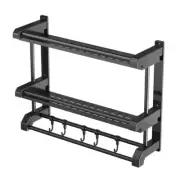 Bathroom Shelf Organizer - 2 Tier Storage Shelf with Adjustable Hook Wall9300