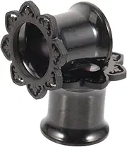 [WESIEVYA] Earring Stretcher Expanders 1 Pair Stainless Steel Ear Gauges Ear Tunnel Plugs Black Design Flexible for Sleep