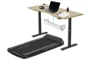 V-Fold Treadmill w/ ErgoDesk Auto Oak Standing Desk 1500mm