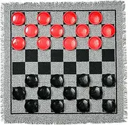 Trimate: 3-in-1 Giant Checkers & Tic Tac Toe - Jumbo 25.6" Square Rug, 2 Player Game Set, Indoor-Outdoor Family Fun, Portable & Easy to Set Up, Age 4+