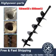 Post Hole Digger Auger 150mm Ground Drill Bit 800mm Deep Cast Steel Core w/Blade