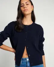 [Jag] Jag Women's Long Sleeve Wool Cardigan Sweater In Navy Size 14 14 Navy