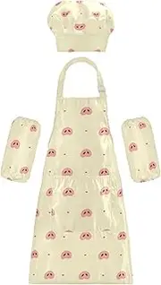 AIXIWAWA Kids Apron Chef Hat Set, Child Kitchen Bib Aprons Adjustable for Cooking Baking Painting (Cute Pig Nose)