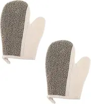 HONITANO 2pcs Bath Gloves for Exfoliation Massage Creative Shower Scrubber Towel Black Linen for Deep Cleaning Hard to Reach Areas Skin Friendly Material for Refreshing Shower Experience