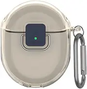 [VAEKNVG] [Upgrade Lock] Case for Google Pixel Buds Pro 2, Shock-Absorbing Protective Armor Cover for Pixel Buds Pro 2 Accessories, TPU Hard Shell with Carabiner (Clear Grey)
