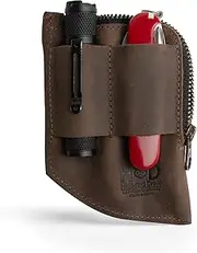 [Hide & Drink] EDC Pocket Wallet, Curved Cash Organizer, Slim Front Card Holder, Money Clip, Full Grain Leather, Handmade Travel Accessories, Bourbon Brown, Bourbon Brown, Classic