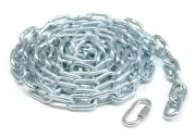 1/4" x 10' Zinc Plated Grade 30 Proof Coil Chain, Silver - Heavy Duty Chain