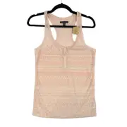 NWT American Eagle Outfitters Women's Peach Pink Metallic Henley Tank Top M