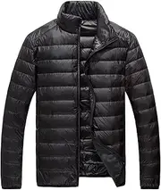 [Generic] Men's Winter Jacket Soft Zip Up Quilted Long Sleeve Lightweight Puffer Jackets Winter Thicken Warm Jacket for Men, Black, XX-Large