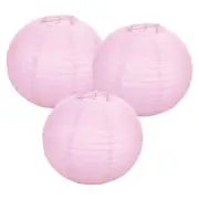 3Pcs Decorative Hanging Round Paper Lanterns 35cm/14", Light Pink