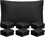FreshCulture Black Pillowcases Queen Size 12 Pack - Bulk Pillowcase Set - Envelope Closure - Soft Brushed Microfiber Fabric - 20x30 Inches Pillow Case Set of 12 for Home, Hotels, Schools