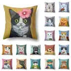 Cute Cat Sofa Pillow Print Pillow Lovely Animal Pet Polyester Cushion Cover