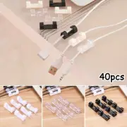 Self Stick Wire Cable Cord Clips Organizer Holder for Table Wall Tidy Set of 40