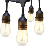 LED Outdoor String Lights 24FT with Edison Vintage Shatterproof Bulbs and Commer