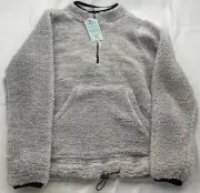 Jackson Hole Girls Quarter Zip Sherpa Fleece Jacket Solid Gray Pullover M New