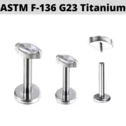 16G SINGLE MARQUIZE CZ G23 TITANIUM INTERNALLY THREADED LABRET HELIX TRAGUS STUD