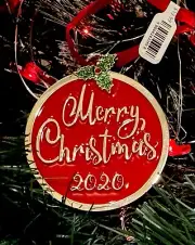 2020 Year Silver Merry Christmas Tree Ornament Harvey Lewis w European Crystals