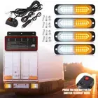 4pcs LED Amber/White Strobe Bar Car Truck Flashing Warning Hazard Beacon Light