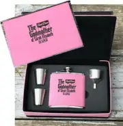 Godmother Gift, Pink Flask Set, Godmother Proposal, Personalized Godmother Gift
