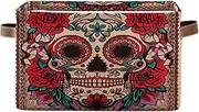 Red Rose Flowers Skull Closet Organizer Box, Decorative Rectangle Nursery Storage, Set of 2