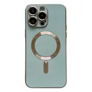 For iPhone 15 Pro Max Magsafe Plating TPU Phone Case with Lens Film - White