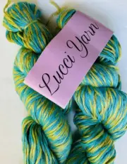 Lucci Bamboo Yarn Lot of 2 Not Plied Turquoise/Lime Green Light Worsted New