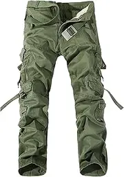 [Generic] Men's Casual Relaxed Hiking Cargo Pants Outdoor Ripstop Tactical Pants Utility Combat Work Pants with 8 Pockets