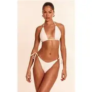 White Mini O Ring Tie Side Bikini Bottoms, White