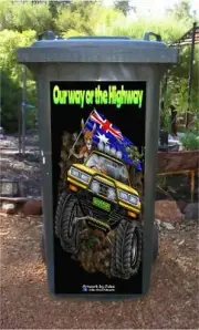 4WD highway wheelie bin sticker
